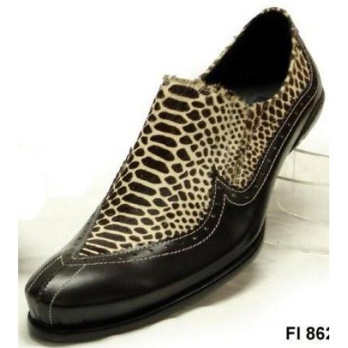 Fiesso Black Genuine Leather Loafer Shoes FI8621